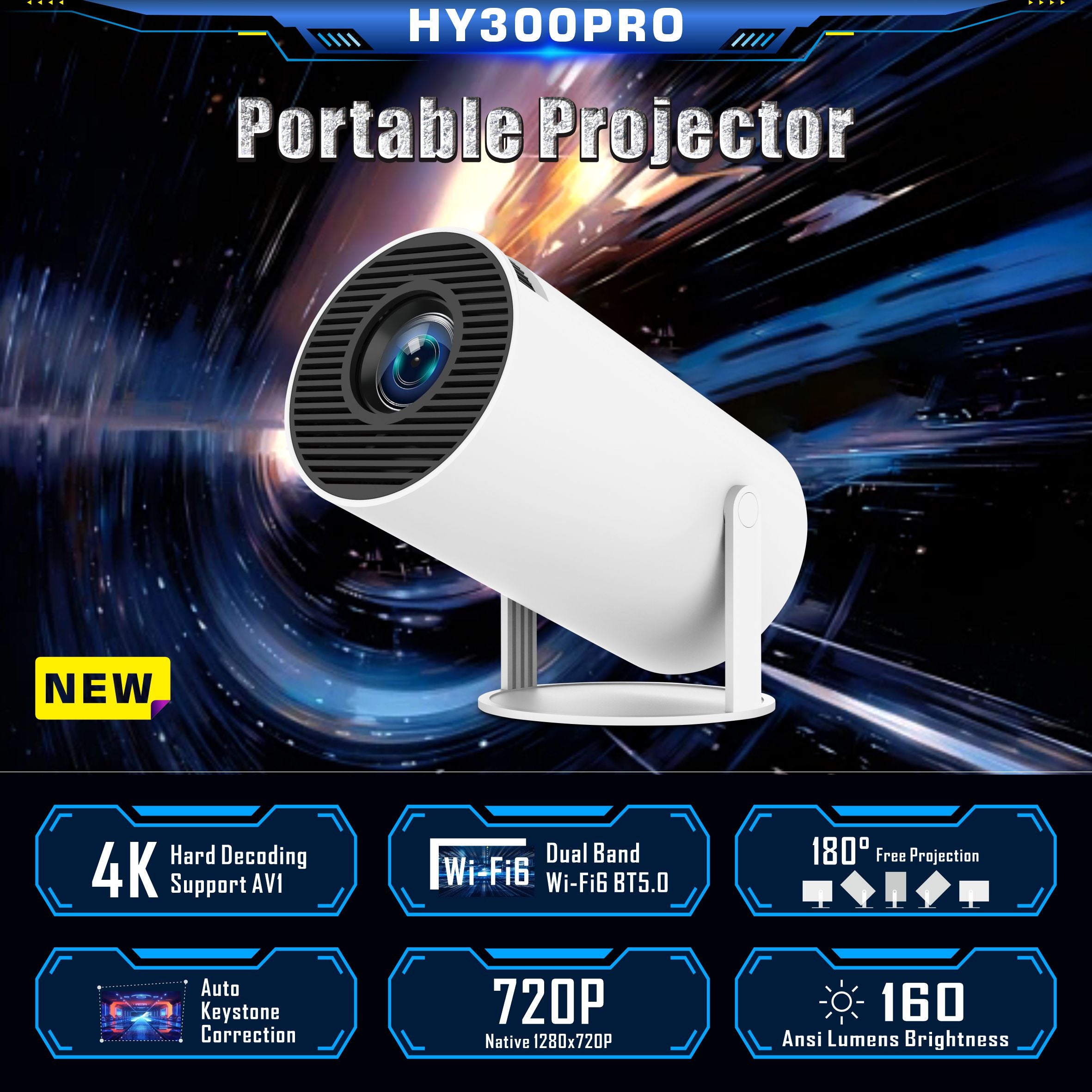 ASgrove Portable Mini Lightweight Home & Outdoor Movie Projector